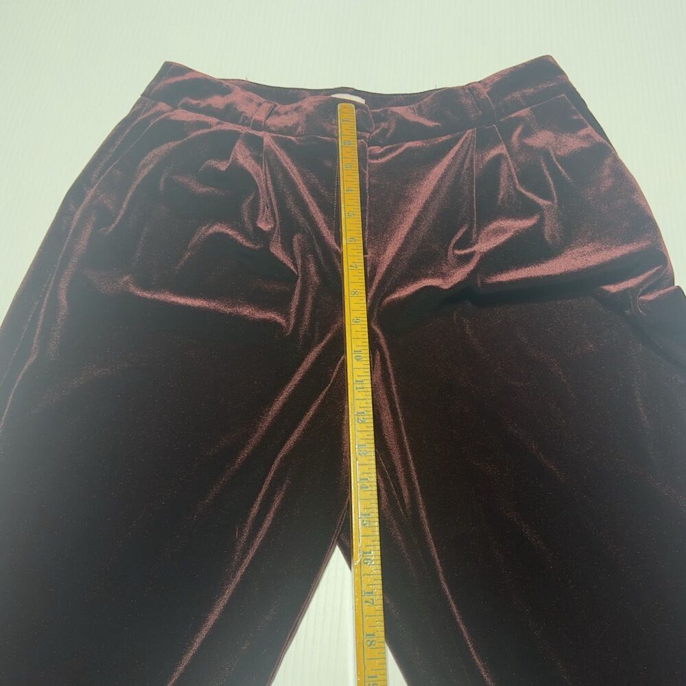 Laundry By Shelli Segal Velvet Velour Pant Suit Set M Burgundy MISSING BUTTON - Picture 13 of 15